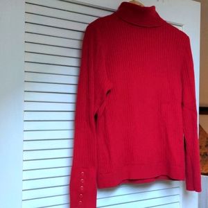 Red ribbed Cotton blend Talbot's turtleneck sweater.